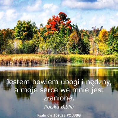 Picture 03 - Psalmów 109:22 POLUBG - Jestem bowiem ubogi i nędzny, a moje serce we - Bible Verse Picture