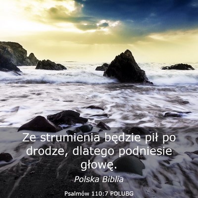 Picture 03 - Psalmów 110:7 POLUBG - Ze strumienia będzie pił po drodze, dlatego - Bible Verse Picture