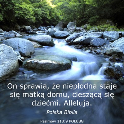 Picture 03 - Psalmów 113:9 POLUBG - On sprawia, że niepłodna staje się matką - Bible Verse Picture