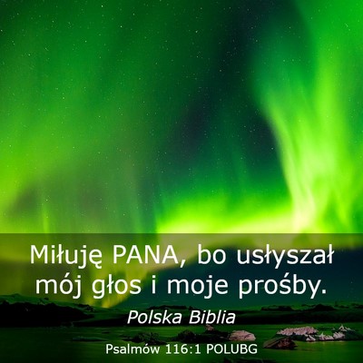 Picture 03 - Psalmów 116:1 POLUBG - Miłuję PANA, bo usłyszał mój głos i moje - Bible Verse Picture