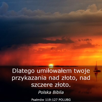 Picture 03 - Psalmów 119:127 POLUBG - Dlatego umiłowałem twoje przykazania nad - Bible Verse Picture