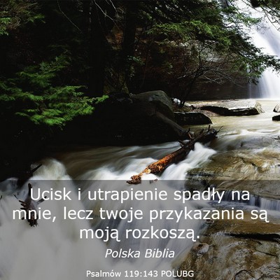 Picture 03 - Psalmów 119:143 POLUBG - Ucisk i utrapienie spadły na mnie, lecz twoje - Bible Verse Picture