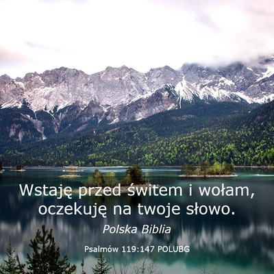 Picture 03 - Psalmów 119:147 POLUBG - Wstaję przed świtem i wołam, oczekuję na - Bible Verse Picture