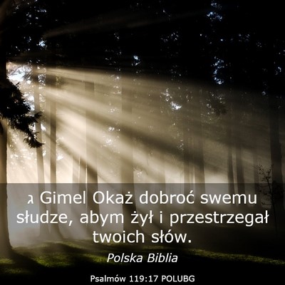 Picture 03 - Psalmów 119:17 POLUBG - ג Gimel Okaż dobroć swemu słudze, abym żył - Bible Verse Picture