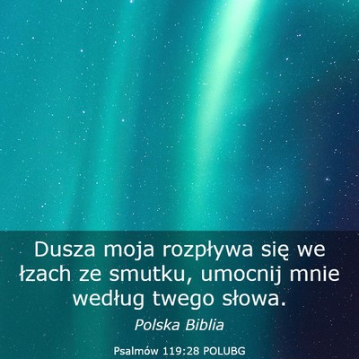 Picture 03 - Psalmów 119:28 POLUBG - Dusza moja rozpływa się we łzach ze smutku, - Bible Verse Picture