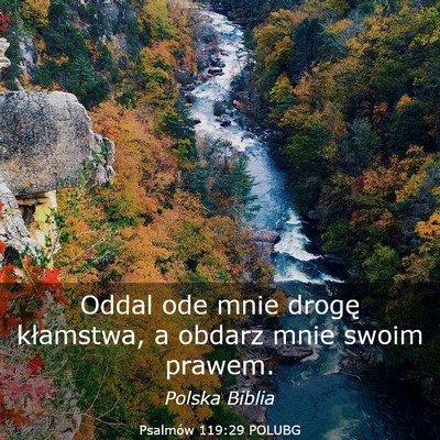 Picture 03 - Psalmów 119:29 POLUBG - Oddal ode mnie drogę kłamstwa, a obdarz mnie - Bible Verse Picture