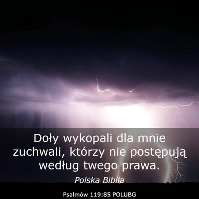Picture 03 - Psalmów 119:85 POLUBG - Doły wykopali dla mnie zuchwali, którzy nie - Bible Verse Picture