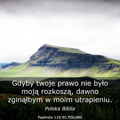 Picture 03 - Psalmów 119:92 POLUBG - Gdyby twoje prawo nie było moją rozkoszą, - Bible Verse Picture