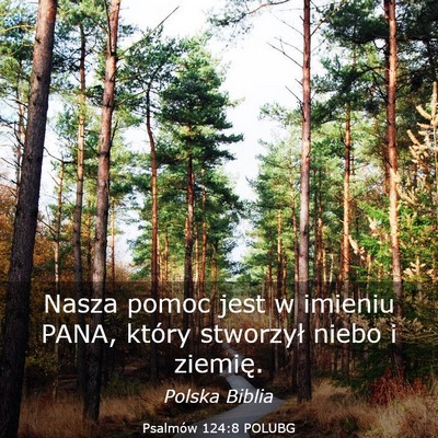 Picture 03 - Psalmów 124:8 POLUBG - Nasza pomoc jest w imieniu PANA, który stworzył - Bible Verse Picture