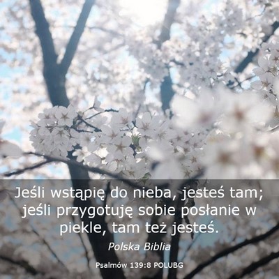 Picture 03 - Psalmów 139:8 POLUBG - Jeśli wstąpię do nieba, jesteś tam; jeśli - Bible Verse Picture