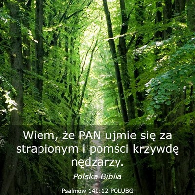 Picture 03 - Psalmów 140:12 POLUBG - Wiem, że PAN ujmie się za strapionym i pomści - Bible Verse Picture