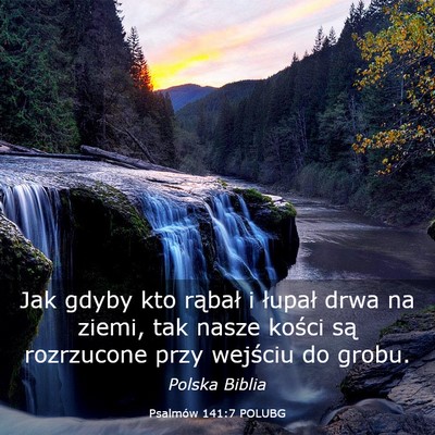 Picture 03 - Psalmów 141:7 POLUBG - Jak gdyby kto rąbał i łupał drwa na ziemi, - Bible Verse Picture