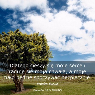 Picture 03 - Psalmów 16:9 POLUBG - Dlatego cieszy się moje serce i raduje się moja - Bible Verse Picture