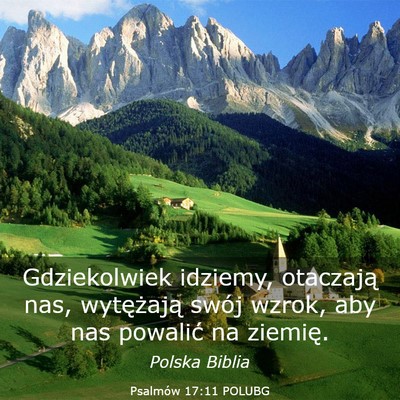 Picture 03 - Psalmów 17:11 POLUBG - Gdziekolwiek idziemy, otaczają nas, wytężają - Bible Verse Picture