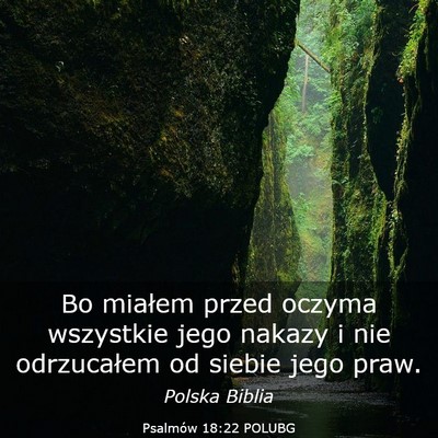 Picture 03 - Psalmów 18:22 POLUBG - Bo miałem przed oczyma wszystkie jego nakazy i - Bible Verse Picture