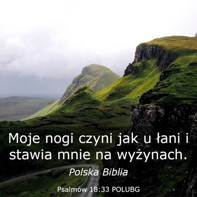 Picture 03 - Psalmów 18:33 POLUBG - Moje nogi czyni jak u łani i stawia mnie na - Bible Verse Picture