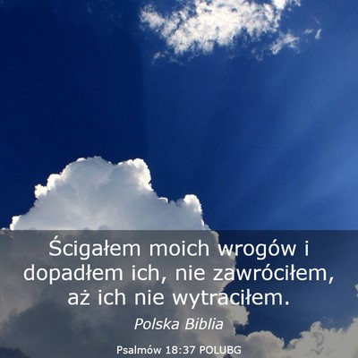 Picture 03 - Psalmów 18:37 POLUBG - Ścigałem moich wrogów i dopadłem ich, nie - Bible Verse Picture