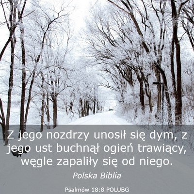 Picture 03 - Psalmów 18:8 POLUBG - Z jego nozdrzy unosił się dym, z jego ust - Bible Verse Picture