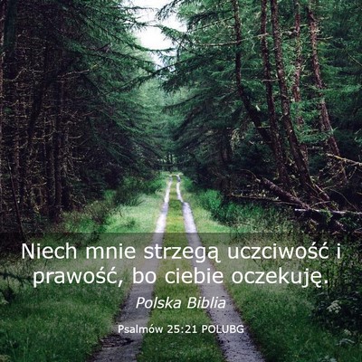 Picture 03 - Psalmów 25:21 POLUBG - Niech mnie strzegą uczciwość i prawość, bo - Bible Verse Picture
