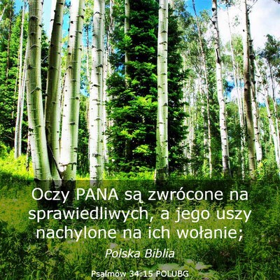 Picture 03 - Psalmów 34:15 POLUBG - Oczy PANA są zwrócone na sprawiedliwych, a jego - Bible Verse Picture
