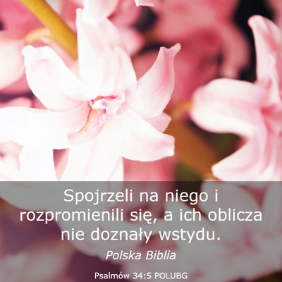 Picture 03 - Psalmów 34:5 POLUBG - Spojrzeli na niego i rozpromienili się, a ich - Bible Verse Picture