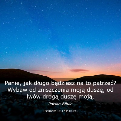 Picture 03 - Psalmów 35:17 POLUBG - Panie, jak długo będziesz na to patrzeć? Wybaw - Bible Verse Picture