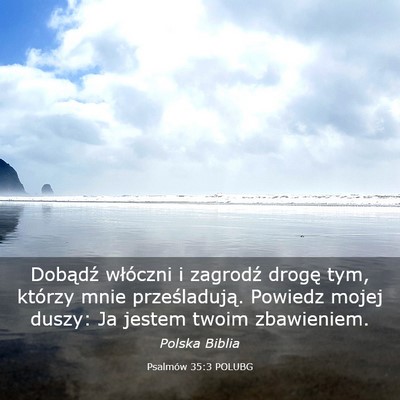 Picture 03 - Psalmów 35:3 POLUBG - Dobądź włóczni i zagrodź drogę tym, którzy - Bible Verse Picture