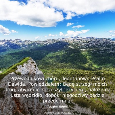 Picture 03 - Psalmów 39:1 POLUBG - Przewodnikowi chóru, Jedutunowi. Psalm Dawida. - Bible Verse Picture