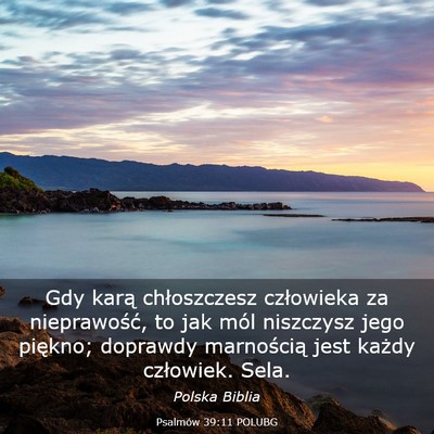 Picture 03 - Psalmów 39:11 POLUBG - Gdy karą chłoszczesz człowieka za - Bible Verse Picture