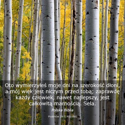Picture 03 - Psalmów 39:5 POLUBG - Oto wymierzyłeś moje dni na szerokość dłoni, - Bible Verse Picture