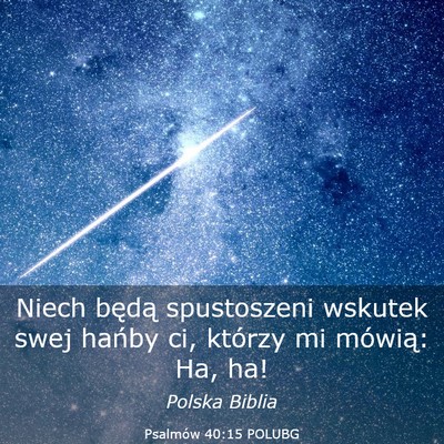 Picture 03 - Psalmów 40:15 POLUBG - Niech będą spustoszeni wskutek swej hańby ci, - Bible Verse Picture