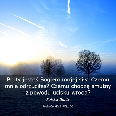 Picture 03 - Psalmów 43:2 POLUBG - Bo ty jesteś Bogiem mojej siły. Czemu mnie - Bible Verse Picture