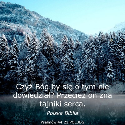 Picture 03 - Psalmów 44:21 POLUBG - Czyż Bóg by się o tym nie dowiedział? - Bible Verse Picture