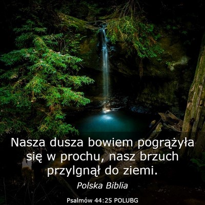 Picture 03 - Psalmów 44:25 POLUBG - Nasza dusza bowiem pogrążyła się w prochu, - Bible Verse Picture