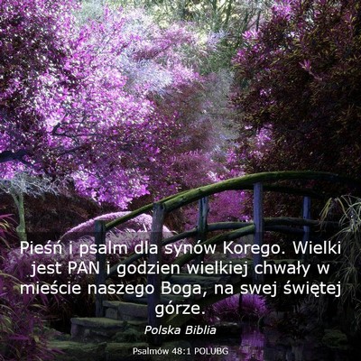 Picture 03 - Psalmów 48:1 POLUBG - Pieśń i psalm dla synów Korego. Wielki jest - Bible Verse Picture