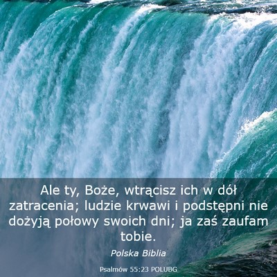 Picture 03 - Psalmów 55:23 POLUBG - Ale ty, Boże, wtrącisz ich w dół zatracenia; - Bible Verse Picture