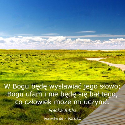 Picture 03 - Psalmów 56:4 POLUBG - W Bogu będę wysławiać jego słowo; Bogu ufam - Bible Verse Picture