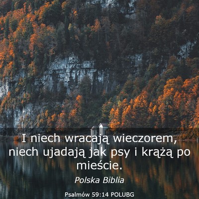 Picture 03 - Psalmów 59:14 POLUBG - I niech wracają wieczorem, niech ujadają jak - Bible Verse Picture