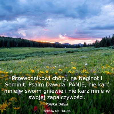 Picture 03 - Psalmów 6:1 POLUBG - Przewodnikowi chóru, na Neginot i Seminit. Psalm - Bible Verse Picture