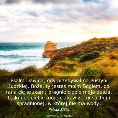 Picture 03 - Psalmów 63:1 POLUBG - Psalm Dawida, gdy przebywał na Pustyni Judzkiej. - Bible Verse Picture