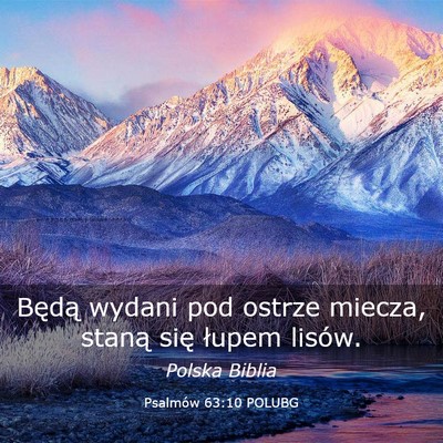 Picture 03 - Psalmów 63:10 POLUBG - Będą wydani pod ostrze miecza, staną się - Bible Verse Picture