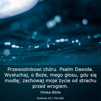 Picture 03 - Psalmów 64:1 POLUBG - Przewodnikowi chóru. Psalm Dawida. Wysłuchaj, o - Bible Verse Picture