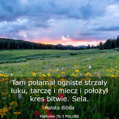 Picture 03 - Psalmów 76:3 POLUBG - Tam połamał ogniste strzały łuku, tarczę i - Bible Verse Picture