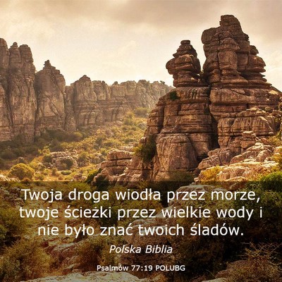 Picture 03 - Psalmów 77:19 POLUBG - Twoja droga wiodła przez morze, twoje ścieżki - Bible Verse Picture