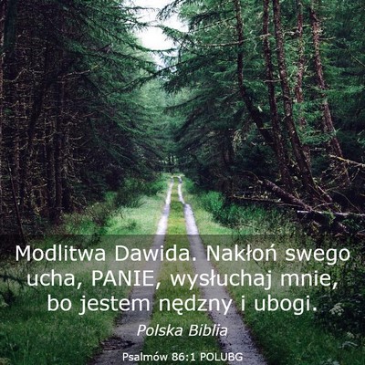 Picture 03 - Psalmów 86:1 POLUBG - Modlitwa Dawida. Nakłoń swego ucha, PANIE, - Bible Verse Picture