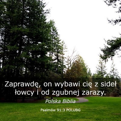 Picture 03 - Psalmów 91:3 POLUBG - Zaprawdę, on wybawi cię z sideł łowcy i od - Bible Verse Picture
