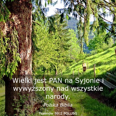 Picture 03 - Psalmów 99:2 POLUBG - Wielki jest PAN na Syjonie i wywyższony nad - Bible Verse Picture