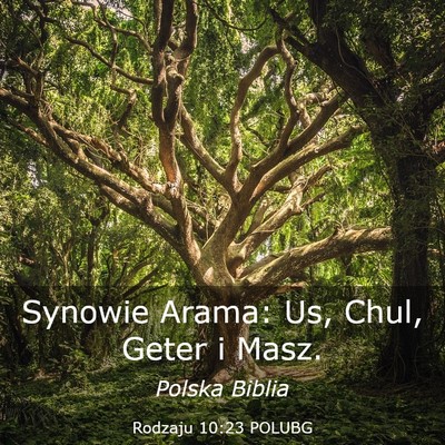 Picture 03 - Rodzaju 10:23 POLUBG - Synowie Arama: Us, Chul, Geter i - Bible Verse Picture