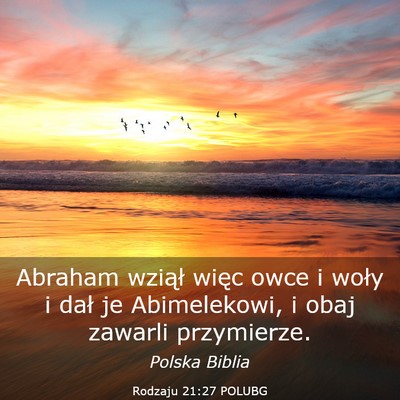 Picture 03 - Rodzaju 21:27 POLUBG - Abraham wziął więc owce i woły i dał je - Bible Verse Picture