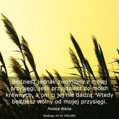 Picture 03 - Rodzaju 24:41 POLUBG - Będziesz jednak zwolniony z mojej przysięgi, - Bible Verse Picture
